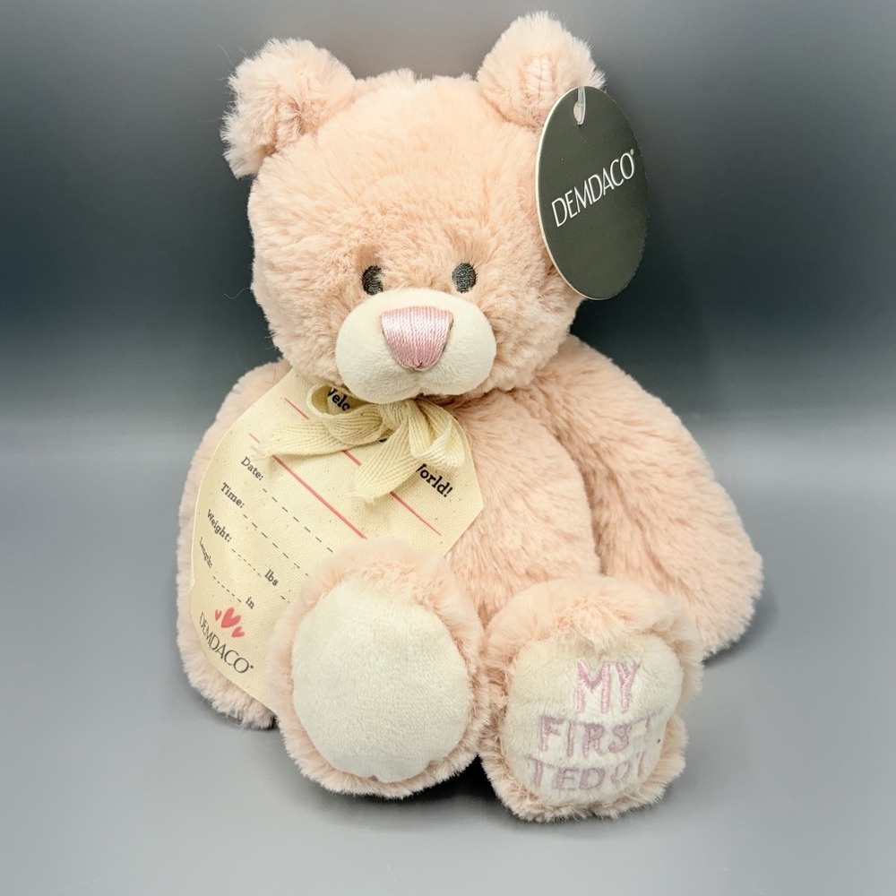 New Demdaco My First Teddy Pink Bear Plush Stuffed Animal Toy 2024 9" Baby